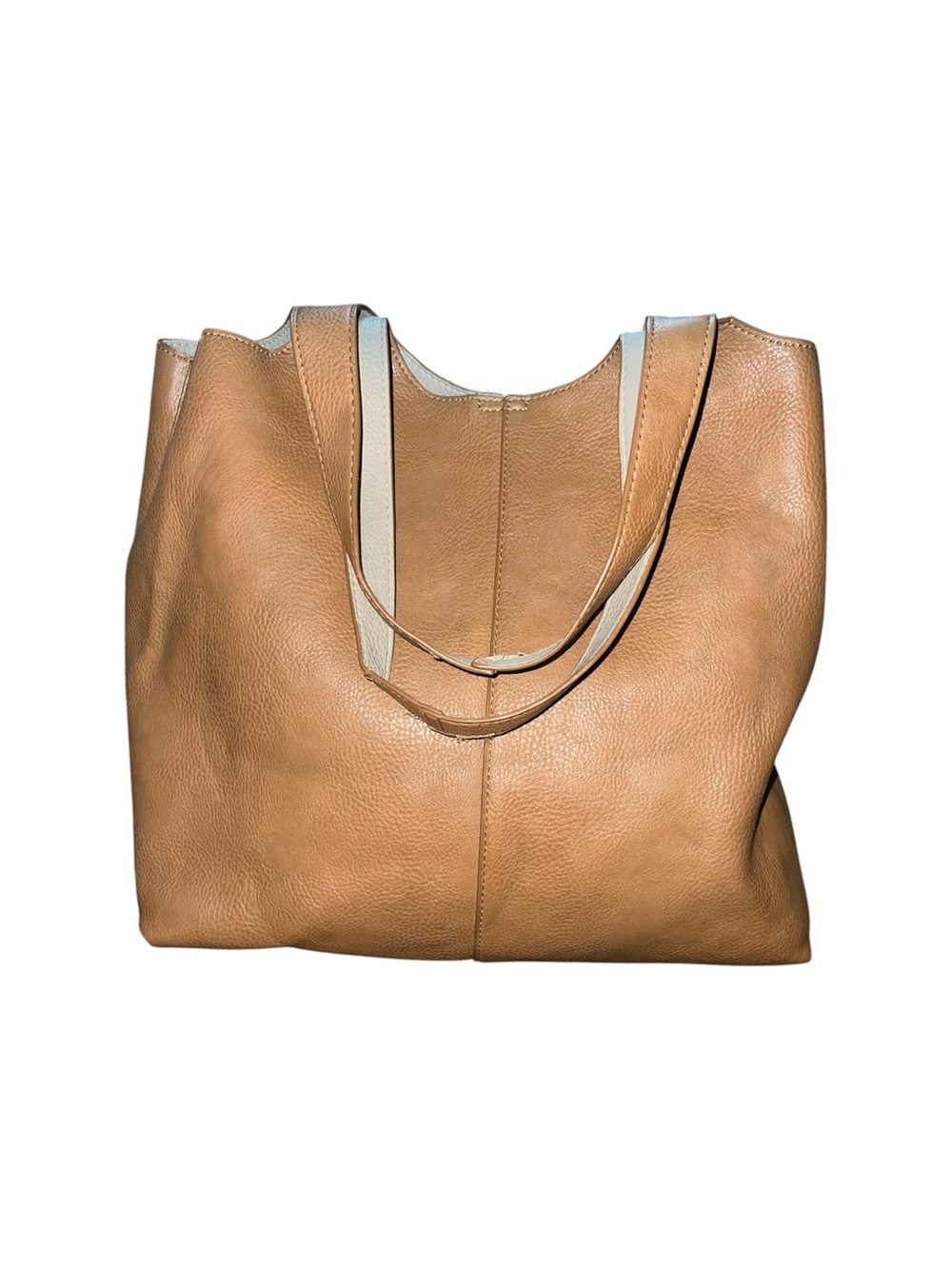 Pebbled Leather Slouchy Hobo Tote Bag with Removable Pouch Camel Tan - Picture 1 of 4
